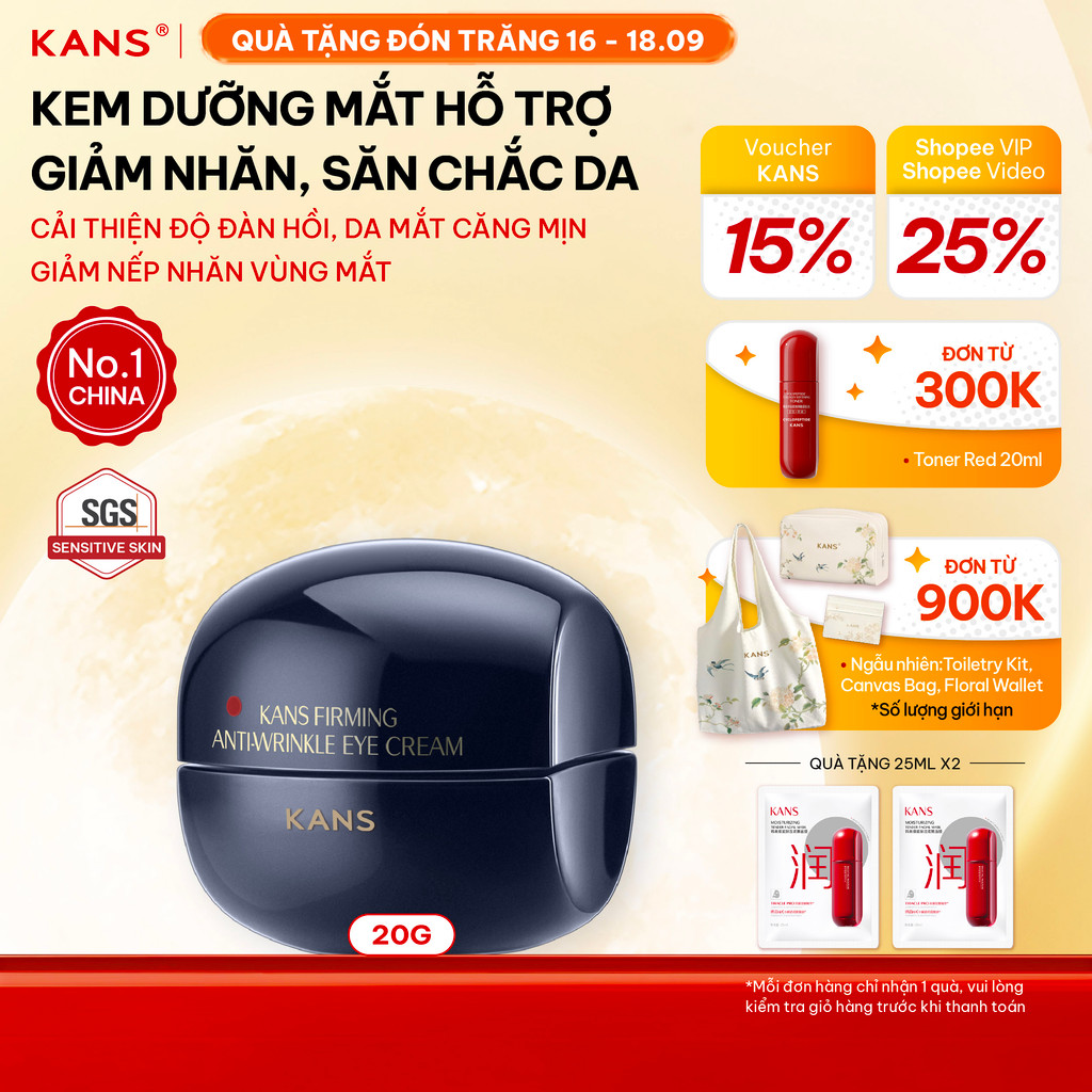 KANS Kem Mắt Chống Lão Hóa 20g Giúp Giảm Nếp Nhăn Đuôi Mắt, Săn Chắc Da, Tăng Độ Đàn Hồi Với Peptide Kép