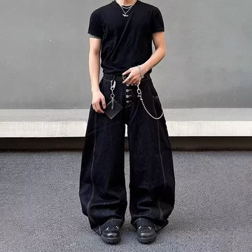 Quần Machete đã giặt Quần ống rộng Quần ống rộng Quần jean Quần dài Quần jean cổ điển Mỹ Quần jean Machete Quần chạy sàn Quần jean ống rộng Quần jean nam thẳng rộng Machete