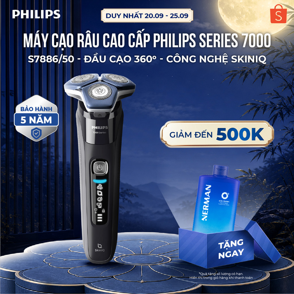 Máy cạo râu cao cấp Philips Series 7000 S7886/50 - Công Nghệ SkinIQ - Cạo khô & ướt