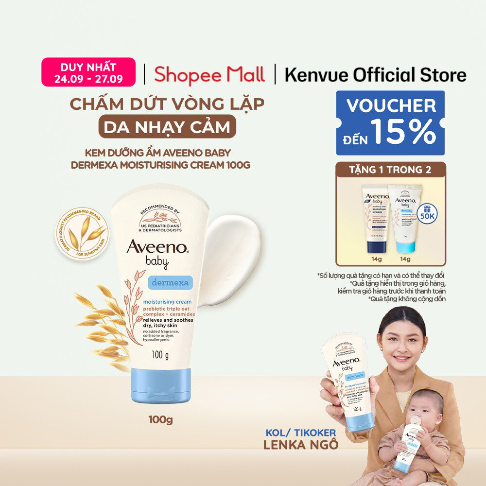 Kem Dưỡng Ẩm Cho Bé Aveeno Baby Giúp Làm Dịu Da Bị Chàm Dermexa Moisturising Cream 100g