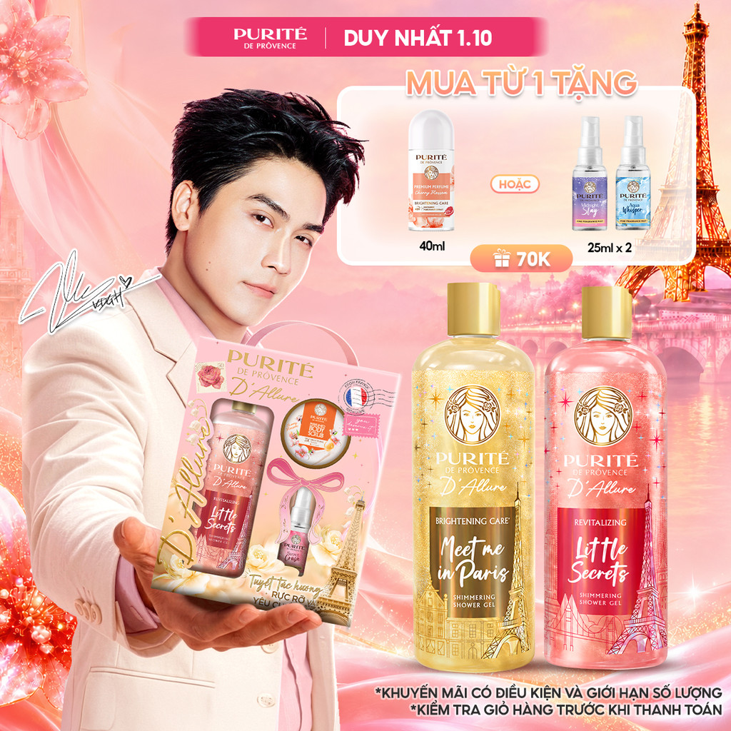 [MỚI] Sữa Tắm Nhũ Hương Nước Hoa Purité D'Allure 500ML Dưỡng Sáng Meet Me In Paris / Tươi Mới Little Secrets