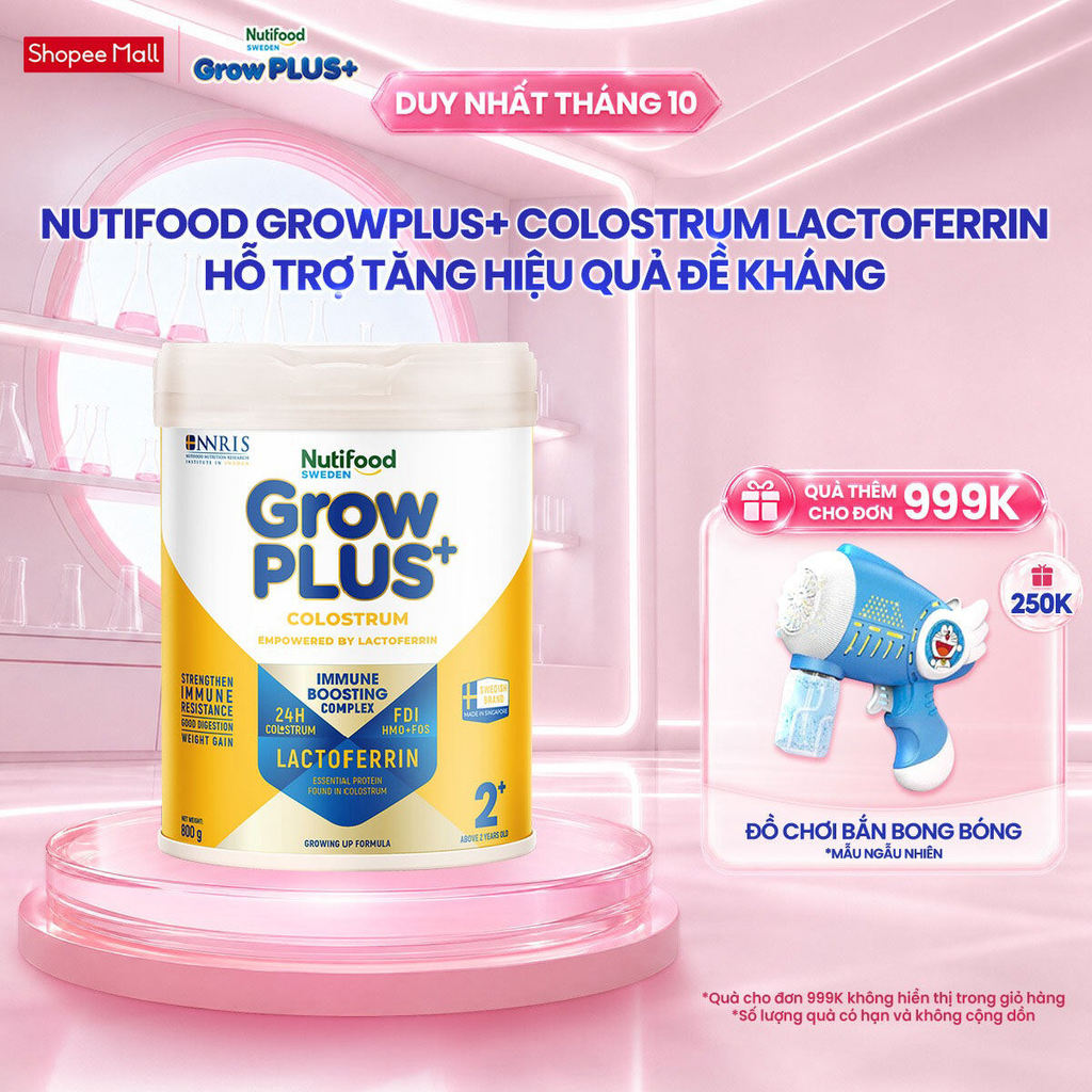 Sữa bột Nutifood Sweden GrowPLUS+ Colostrum Lactoferrin 2+ 800g