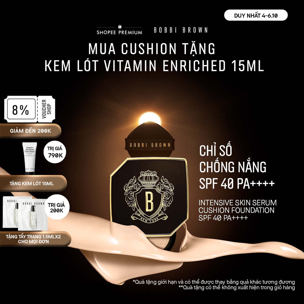 Bobbi Brown Intensive Skin Serum Cushion Foundation SPF 40 PA++++ | Phấn nước dưỡng da, cấp ẩm căng bóng