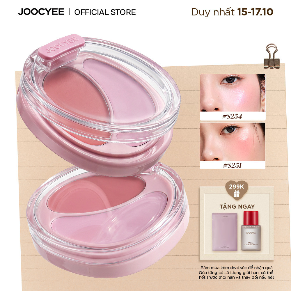 Má hồng kem 2 ô JOOCYEE Cream Blush Duo đa năng bắt sáng rạng rỡ căng mọng lâu trôi