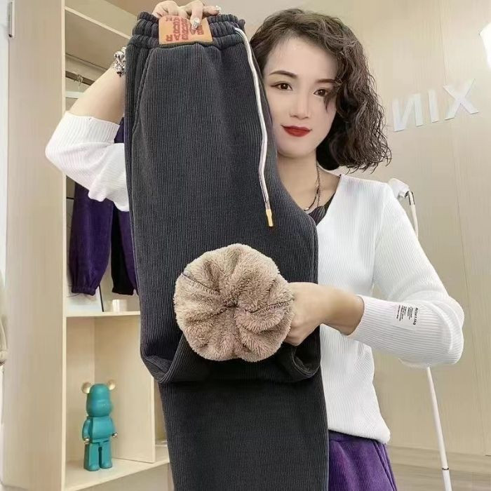 Quần thể thao lông cừu nữ chất liệu nỉ rời và cotton, ấm áp cho mùa thu đông 2025