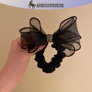 Onetimingfine Phong Cách Hàn Quốc Lưới Kim Cương Giả Nơ Dây Tóc Co Giãn Scrunchies Đuôi Ngựa Giá Đỡ Dây Buộc Tóc Cho Nữ Thời Trang Đơn Giản Phụ Kiện Tóc VN