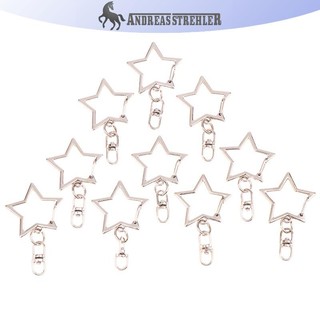 Onetimingfine 10 Chiếc Ngôi Sao Pentagram Hình Chữ D Rỗng Nhẫn Móc Khóa DIY Phụ Kiện Tôm Hùm Khóa Móc Khóa Trang Sức Làm Phát Hiện VN