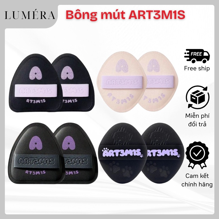 [KÈM HỘP ĐỰNG] Bông mút ART3M1S trang điểm đánh nền phủ phấn siêu mềm không hút nền kèm hộp đựng