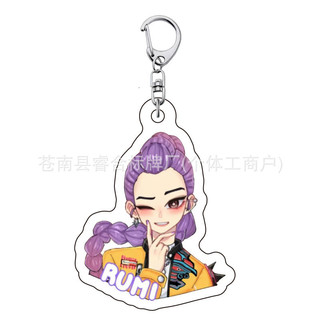Cartoon KPop Demon Hunters Keychains Accessories Rumi Zoey Jinu Mira Key Ring Acrylic Keyrings Kawaii Key Chain Fans