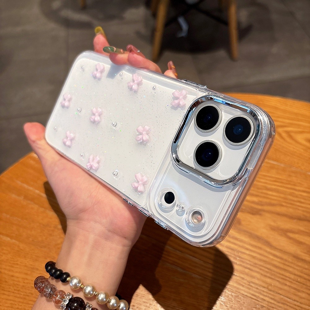 Ốp Điện Thoại Nơ Màu Hồng 3D Cho iPhone 17ProMax 16 15 14 13 12 11 Vỏ Bảo Vệ Chống Sốc