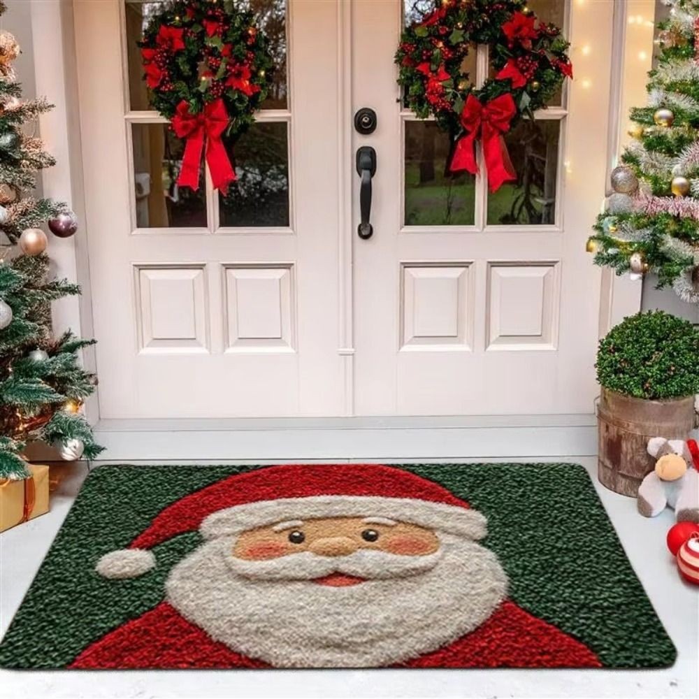 Thảm cửa Giáng sinh MARGREDY, Thảm phòng tắm trang trí Giáng sinh thiết kế ông già Noel, Tấm lót chống trượt thấm nước