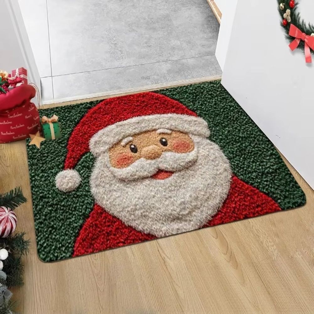 Thảm cửa Giáng sinh MARGREDY, Thảm phòng tắm trang trí Giáng sinh thiết kế ông già Noel, Tấm lót chống trượt thấm nước