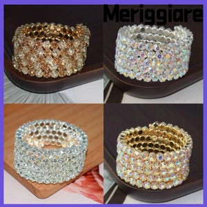 MERIGGIARE Vòng Tay Pha Lê Full Kim Cương Giả Trang Sức Cô Dâu Cho Nữ Năm Hàng Lắc Tay