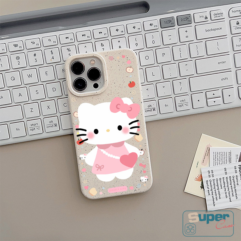 Ốp Lưng Tương Thích Cho IPhone 16 11 15 13 17 14 12 Pro Max Air XR X XS Max 16 7 13 12 17 Pro 14 15 6 6s 16 8 Plus SE 2020 Hoạt Hình Dễ Thương Ngọt Ngào Hello Kitty Trái Tim Tình Yêu Bìa mềm nơ