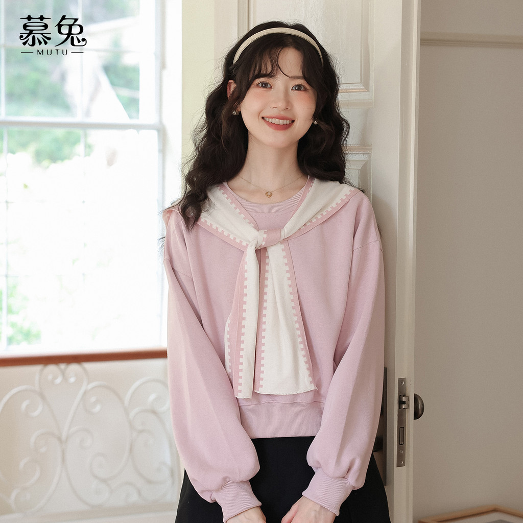 Mutu Lười Áo Nữ Mùa Xuân, Kiểu Khăn Choàng Chui Đầu, Dáng Ôm Tay Ngắn