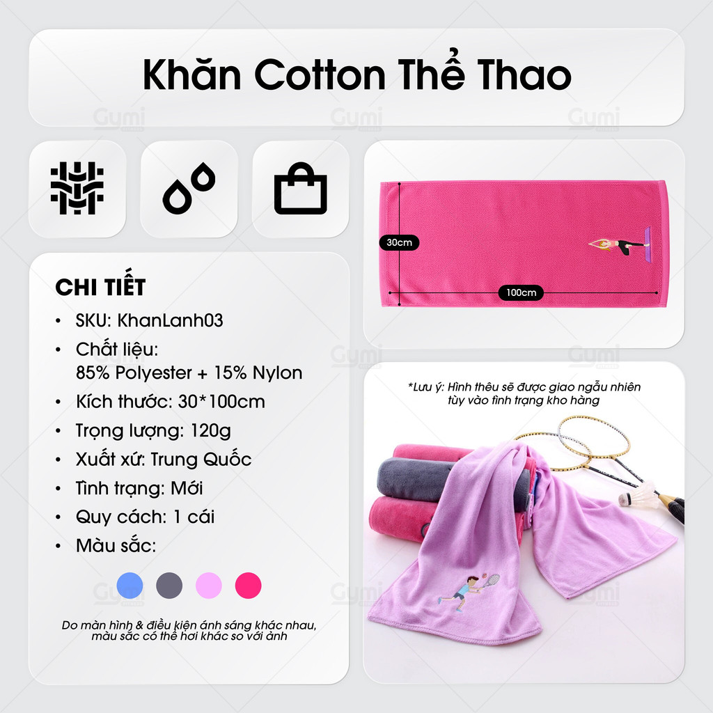 Khăn Thể Thao Mềm Mịn - Thấm Mồ Hôi Nhanh Khô, Thoáng Khí, Dễ Giặt - KhanLanh03