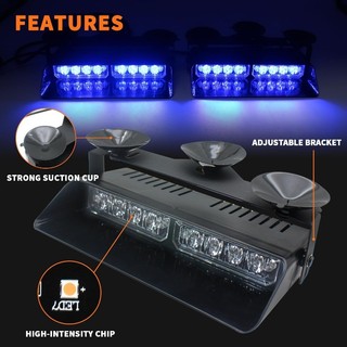 Đèn LED nhấp nháy khẩn cấp 2 trong 1 cho xe cộ Kính chắn gió phía trước / phía sau có cốc hút, Cảnh báo nguy hiểm nhấp nháy an toàn trên sàn Dash