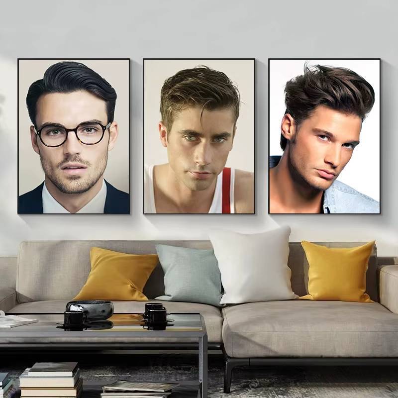 Tranh canvas áp phích mẫu tóc nghệ thuật nam nữ, tranh treo tường trang trí salon cắt tóc