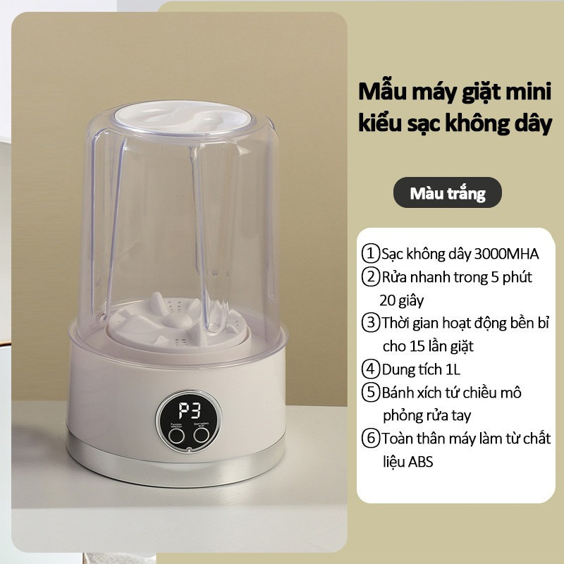 Máy giặt mini sạc điện hai chế độ – giặt đồ lót, tất và quần áo trẻ em tự động, an toàn và tiện lợi