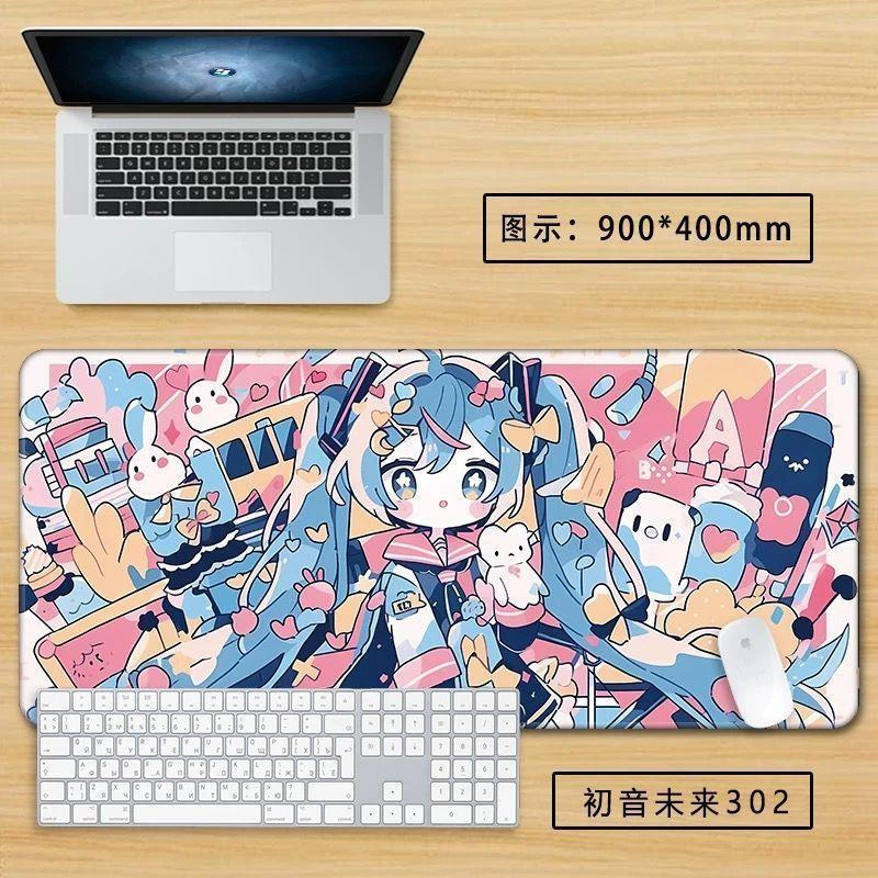 Miếng Lót Chuột Hatsune Miku Chibi - Thảm Để Bàn Lớn Phiên Bản Q Dễ Thương, Đế Chống Trơn Trượt Dày 3 Mm
