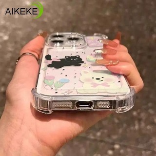 Ốp điện thoại bốn góc hình chú chó hoa dễ thương cho Tecno Pova Slim 7 Ultra 6 Pro Neo 5 4 Pro 3 2 Neo 2 Spark GO 2 1 2025 2024 2023 2022 2020 4G 5G Bow Cat Vỏ mềm trong suốt chống sốc
