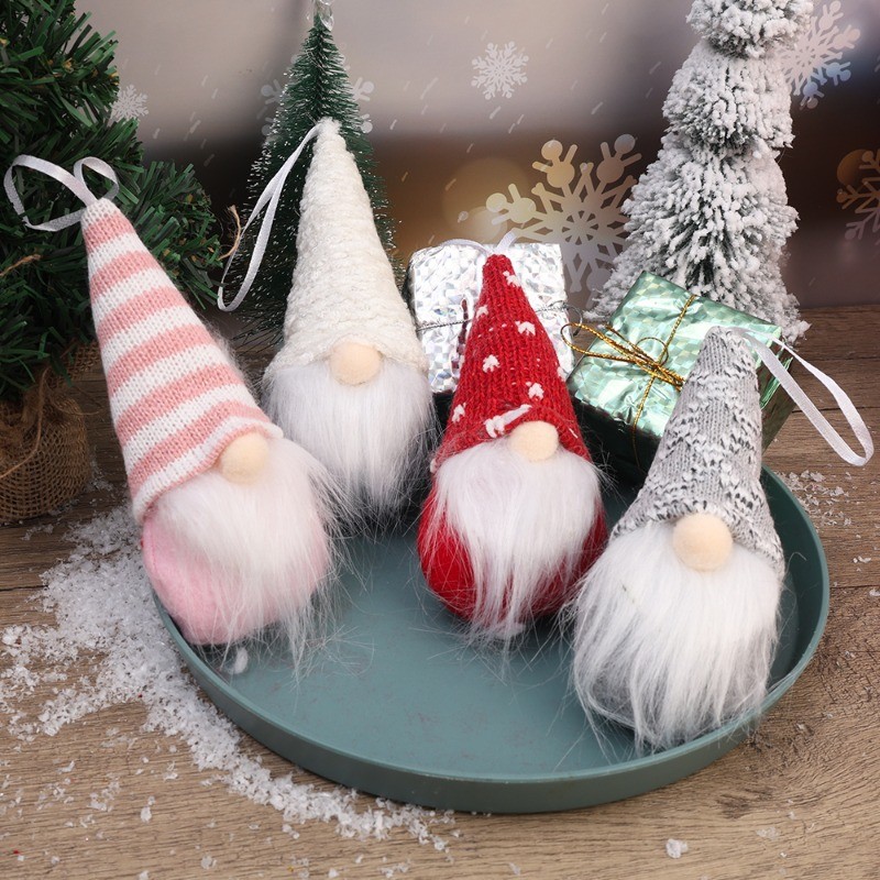 [H & L] Đồ trang trí treo cây thông Noel - 3 mặt dây chuyền búp bê dệt kim Giáng sinh - Quà tặng ông già Noel bằng vải - Đồ dùng dự tiệc Giáng sinh - Trang trí Giáng sinh vui vẻ