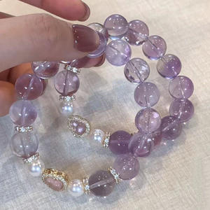 Vòng tay pha lê màu tím mơ mộng với ngọc trai và ❈ Luo Design, Món quà trang sức nữ thanh lịch