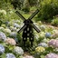 Top Garden Stake Mảng bám kim loại Mill Shape Accent Black Yard với hai mũi nhọn và kích thước 30cm cho phần hoa Bãi cỏ Se