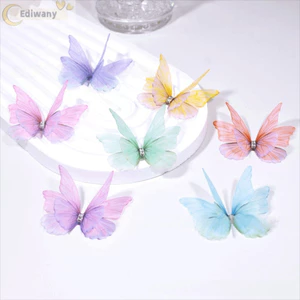 EDIWANY 50 Miếng Dán Bướm Vải Organza, Miếng Dán Thêu Bướm Voan Hai Lớp Nhiều Màu Sắc, Miếng Dán May Quần Áo Mờ Phụ Kiện Tóc Cô Dâu
