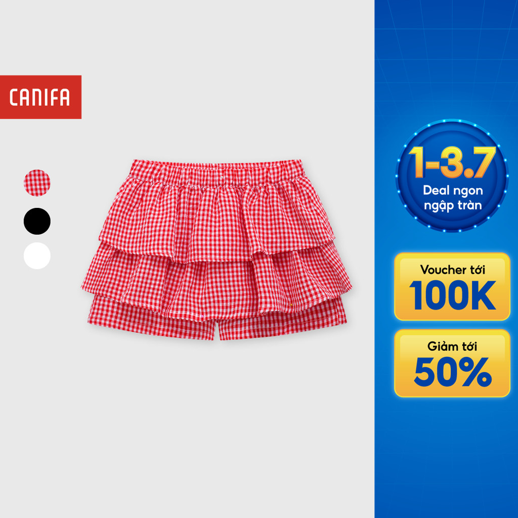 Quần short bé gái CANIFA quần giả váy bồng xòe nhiều tầng chất liệu cotton pha mềm mại 1BS26S002