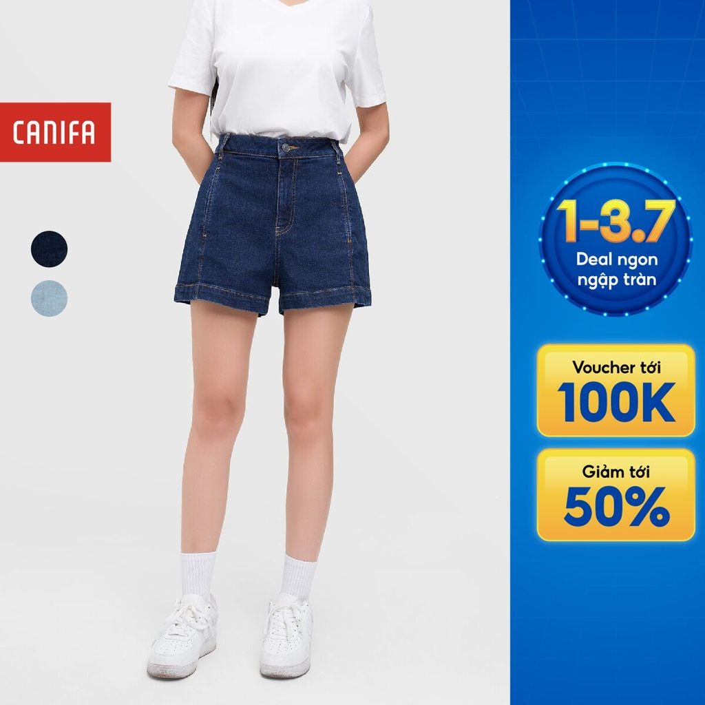 Quần short jean nữ CANIFA dáng basic ống vừa 6BS25S006