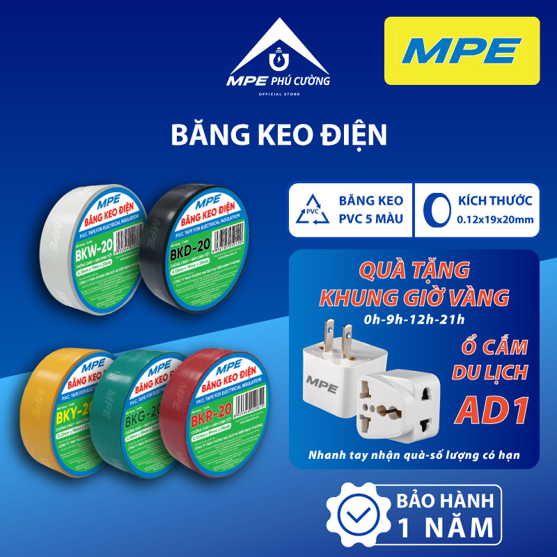(CHÍNH HÃNG) Combo 10 cây băng keo MPE - Băng keo điện tiêu chuẩn Châu Âu Chính hãng MPE Phú Cường