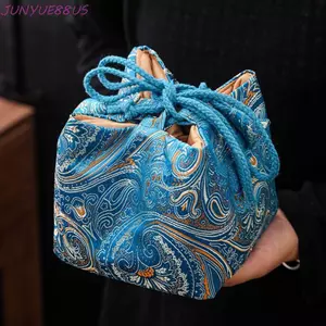 JUNYUE88US Túi vải dây rút Teacup, Túi đựng đồ uống trà chống vỡ phong cách, Túi đựng đồ nhỏ cầm tay in đa chức năng thời trang