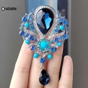 KUZHEN Sang Trọng Thanh Lịch Lớn Pha Lê Giọt Nước Thổ Cẩm Dành Cho Nữ Cô Gái Vintage Thời Trang Mặt Dây Chuyền Xòe Thanh Lịch Đám Cưới Chân Trang Sức HOT