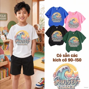 Áo thun bé trai cute hình sóng biển mềm mại Cho bé 2-12 tuổi