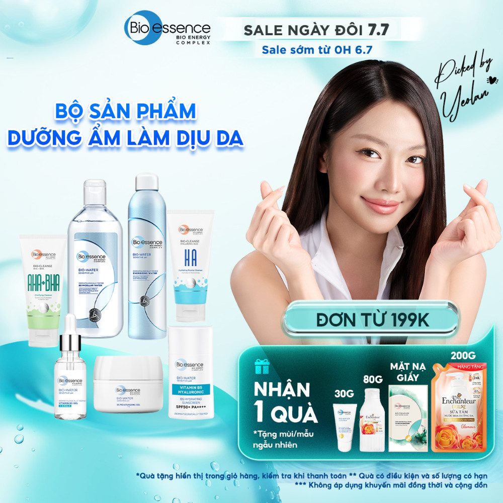 Bộ Bio-essence Water:  Xịt Khoáng 300ml, Tinh Chất Serum, Kem Dưỡng, Tẩy Trang, Kem Chống Nắng – Dưỡng Ẩm Làm Dịu Da