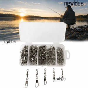 NEWIDEA 160 CÁI Thùng câu xoay, có kẹp an toàn bằng thép không gỉ Câu cá xoay, Đầu nối dây câu cường độ cao di động Câu cá nước ngọt