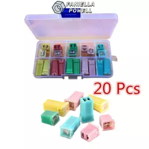 FANIELLAPOWELL Bộ cầu chì hộp 20 chiếc, Bộ cầu chì ô tô hình vuông cỡ nhỏ, Bộ vuông bằng đồng cấu hình thấp cao 20-60A Cầu chì phụ kiện ô tô
