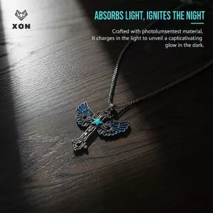 Mặt dây chuyền cánh thiên thần Gothic phát sáng trong bóng tối phát sáng lý tưởng cho quà tặng và các bữa tiệc [Mina]