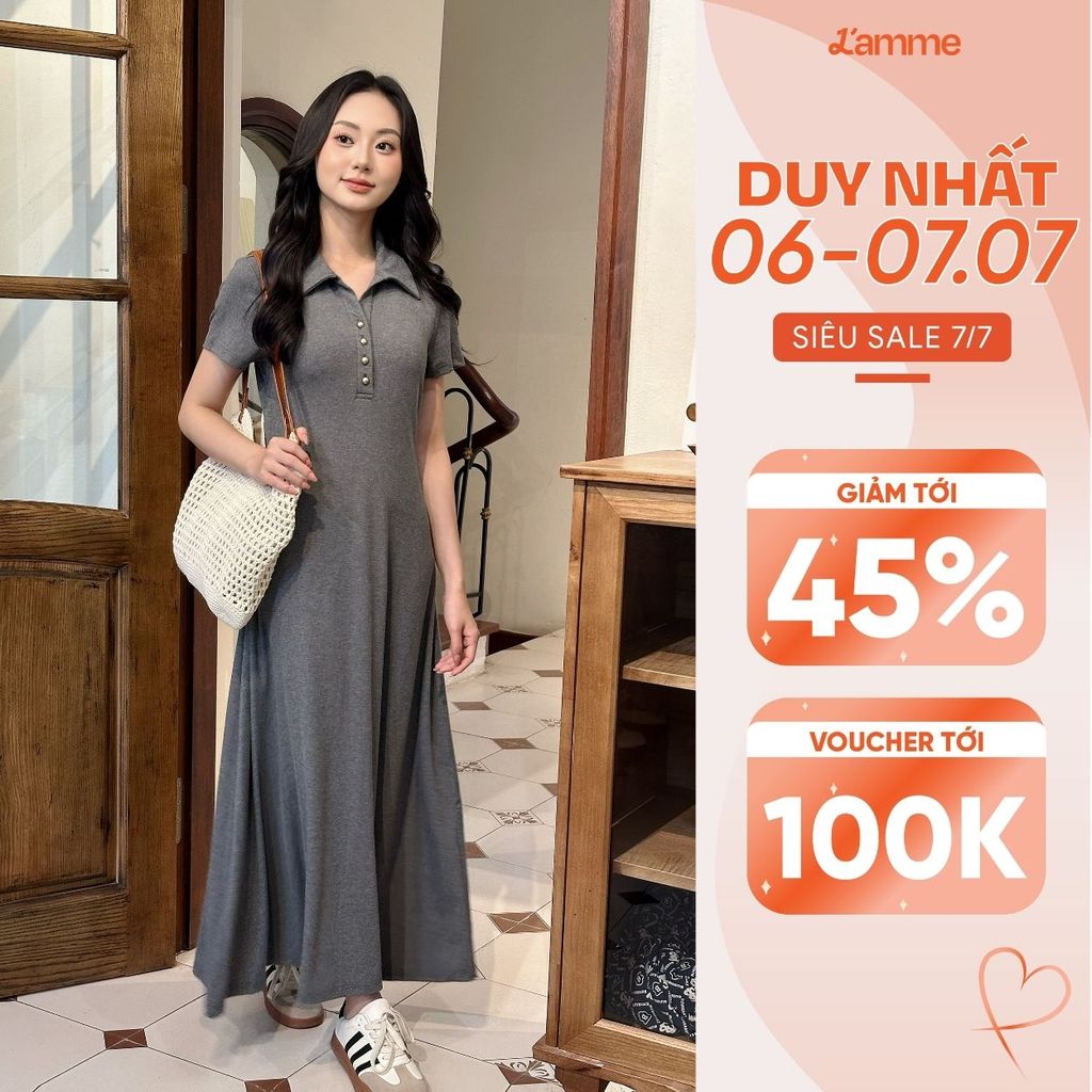 Váy body, váy ôm co giãn JIMY POLO DRESS chất thun cotton co giãn thâm hút tốt, sợ vải thực vật hạn chế bai xù BY L'AMME