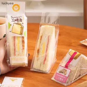 Luckyew 100 Chiếc Sandwich Nhựa Paaging Trong Suốt Tam Giác Túi Cho Bánh Mì Mông Túi Sinh Nhật Trang Trí Điều Trị TQ