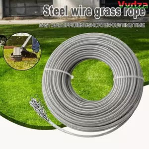 Dây cắt cọ VVDZA, Dây Nylon và dây thép bện kết cấu cỏ, Dây cắt cỏ linh hoạt 5m / 10m / 15m * 2.4mm / 2.7mm / 3mm Cạnh cắt sắc nét Dây cắt cỏ