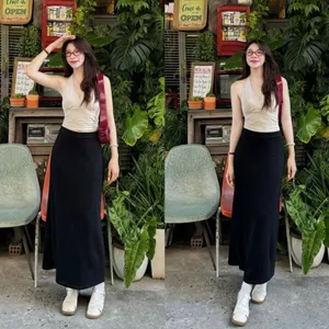 Chân Váy Đen Dáng Dài Form Midi Co Dãn (ẢNH THẬT) Kenco clothing Sài Gòn M888 - - Hieuvy Botique