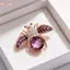HFSHY Pha Lê Tím Kim Cương Giả Ong Thổ Cẩm Hoa Hồng Mạ Vàng Men Cánh Trang Sức Tinh Tế Cho Nữ Cô Dâu Cưới Phụ Kiện VN