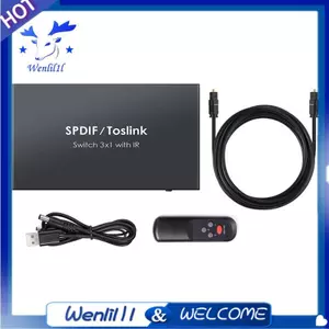 Bộ chuyển đổi quang học Spdif Toslink Bộ chia âm thanh kỹ thuật số quang 3 in1 Out withIR Cáp quang điều khiển từ xa