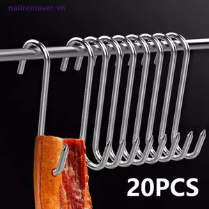 20 Chiếc Thép Không Gỉ Hình Chữ S Móc Dụng Cụ Thịt Thịt Thịt Thịt Cho Đồ Tể Chien BBQ Thịt Heo Xúc Xích Thịt Nướng Thịt Nướng Móc MỚI