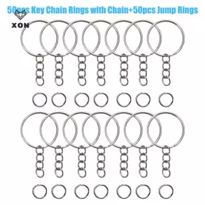 50 chiếc Nhẫn Móc Khóa Có Dây Xích Và 50 chiếc Nhẫn Nhảy Mở Bộ Móc Chìa Khóa DIY [Mina]