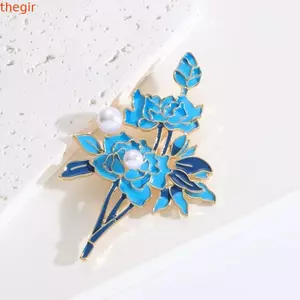 THEGIRL8B Cloisonne Trâm cài, Phong cách Trung Quốc nhẹ nhàng sang trọng hoa mẫu đơn, Phụ kiện quần áo cổ điển Huy hiệu hoa thanh lịch Pin Phụ kiện thời trang nữ