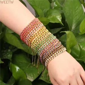 WEETW Men Cuba Chain, Vòng tay chuỗi liên kết Cuba mạ vàng đầy màu sắc, Dây chuyền tay màu sắc cầu vồng thời trang Punk đơn giản Hip Pop