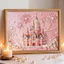 Lâu Đài Hồng Tranh Trang Trí DIY Ba Chiều Handmade Dán Ngọc Trai Tranh Chất Liệu Gói Phòng Khách Tranh Giá Trị Cao Trang Trí 2Q4W